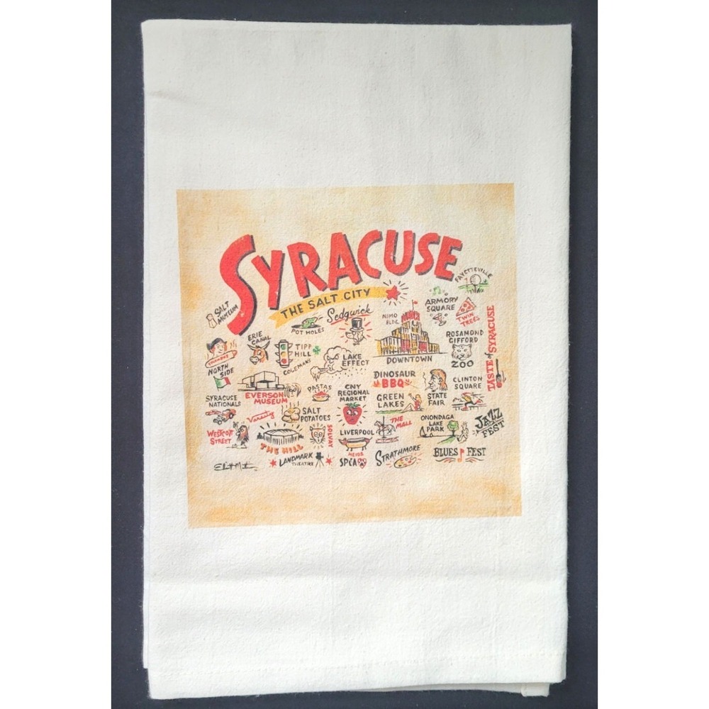 2 Syracuse NY The Salt City 100% Cotton Tea Towels / Bar Towels 27" x 28"